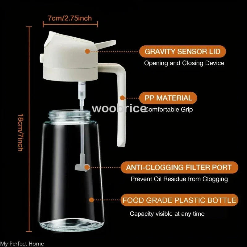 Dimensions et capacité 500 ml de la bouteille vaporisateur d’huile plastique
